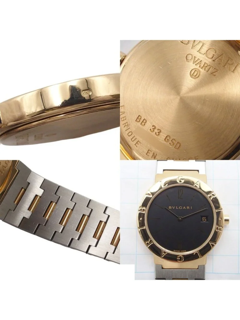 Bvlgari Black 18K Yellow Gold SS Watch Quartz